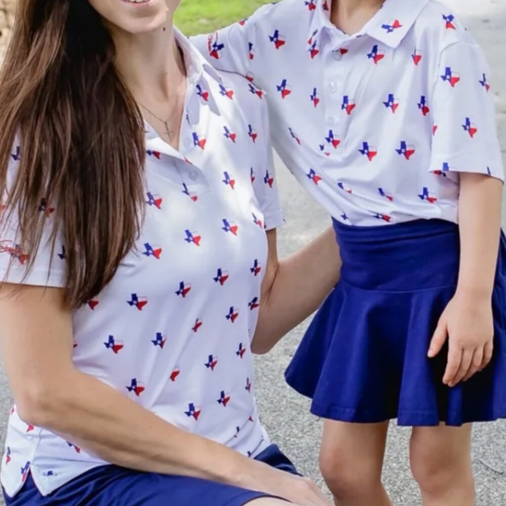 CS Ladies White Texas State Print Polo